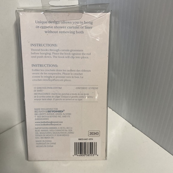 NESTWELL Silver Shower Curtain Hooks with Rollers Full Closure Set of 12 - Picture 6 of 11